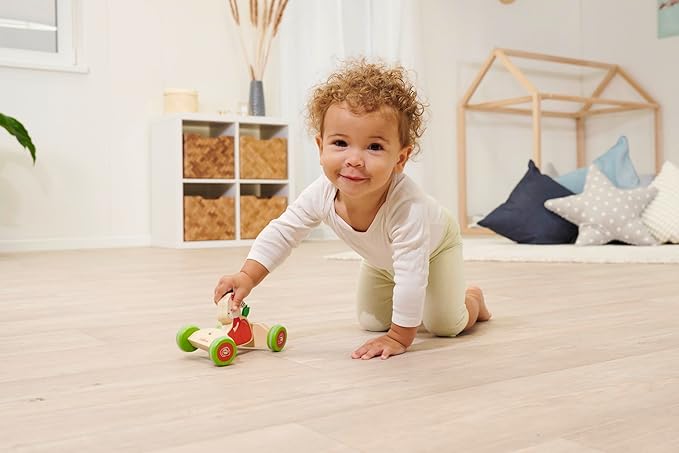 Eichhorn - Pushing Vehicle Carrot Speedster with Mouse Motif, 16 cm Long, 100% FSC-Certified Birch Wood, from 1 Year