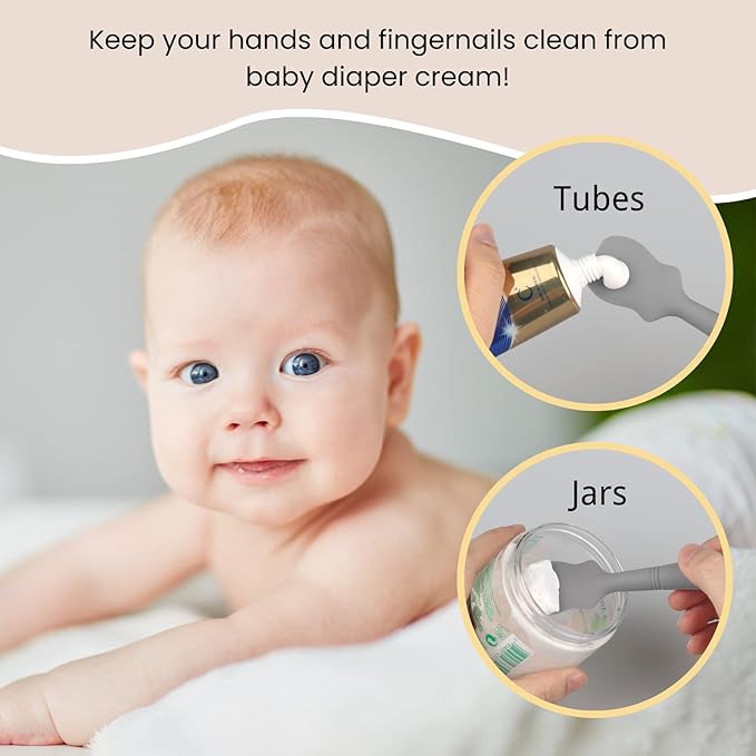 2 Pack Baby Diaper Cream Brush, Diaper Cream Spatula Applicator Silicone Baby Butt Paste Spatula for Babies, Newborn (Gray, White)