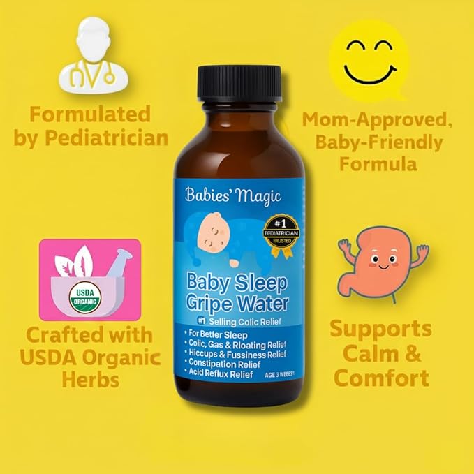 Babies Magic T Baby Sleep Gripe Water for Baby Colic and Gas Relief- Gentle & Safe- Supports Comfort from Colic and Gas