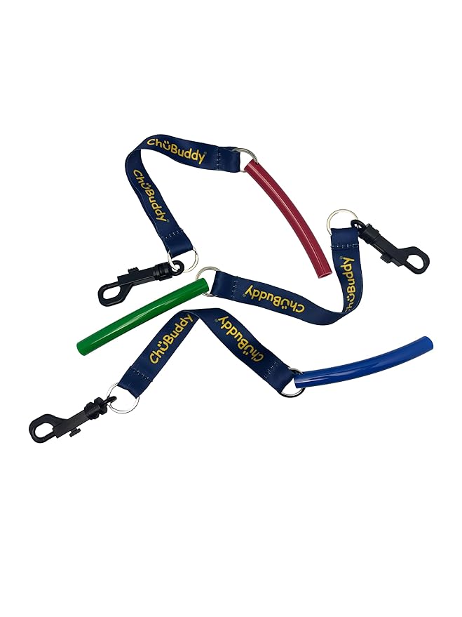 Chubuddy Navy Sublimated Chewy Holders Set of (2) – Durable, Safe, and Washable Chew Toy Tethers for Sensory Kids, Autism, ADHD, and Oral Motor Needs