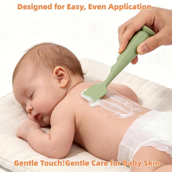 Diaper Cream Spatula with Case, 4 Pack Soft Baby Butt Spatula baby diaper cream Applicator,Silicone Diaper Rash spatula,Butt Paste spatula Brush(2 Large 2 Small with 3 Case)