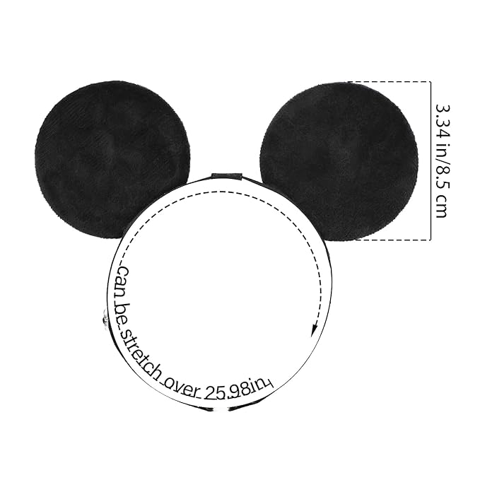 Adjustable Mouse Ears Headband, Velvet Ears Elastic Hairband for Unisex Kids Baby Boys Girls Party Festival Supplies