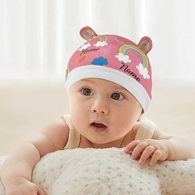 Personalized Pink Rainbow Baby Car Seat Cover for Girl, Customized Name Nursing Covers Breastfeeding Scarf Infant Carseat Canopy, Shower Gift for Newborn Girls Babies