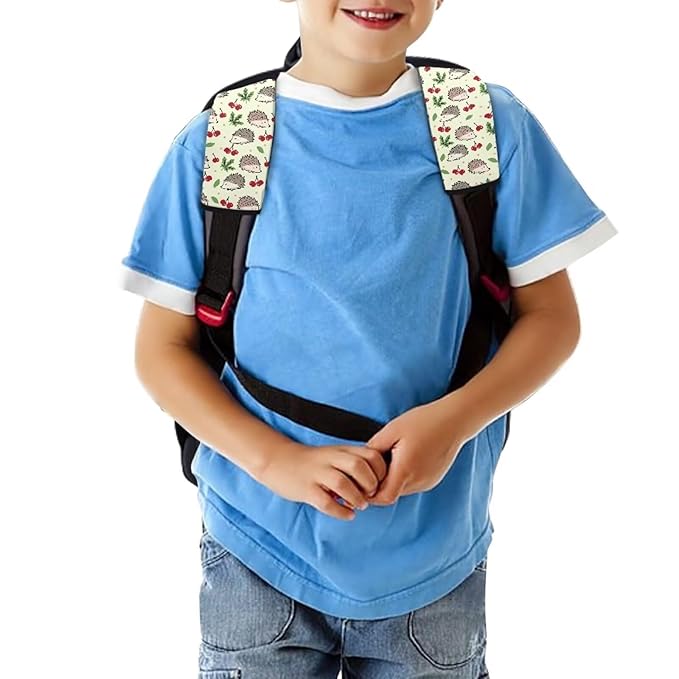 Biyejit Hedgehog Cherry Print Car Seat Strap Covers for Baby Kids, Anti-Slip Seat Belt Covers Strap Pads Cushion for Boy Girl, Protect Neck and Shoulder for Stroller, 2 Pack