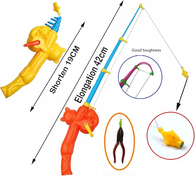 6 Pieces Fishing Rod Magnetic Fishing Game Educational Learning Toys 3 Colors Plastic Floating Fish Toddler Color Ocean Sea Animals for Children and Adult Magnetic Fishing Rod Game