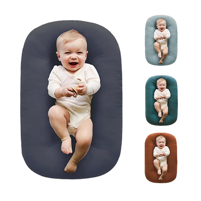 Baby Lounger for Newborn 0-24 Months, Soft Portable Infant Nest & Play Mat & Diaper Changing Pad for Home,Travel & Floor Time, Newborn Babies Essentials Gifts(Dark Gray)