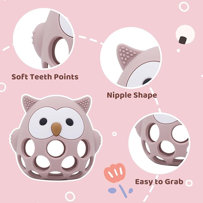 Baby High Chair Suction Toys Teething Chew - Baby Teething Table Toys Silicone Teethers, Food Grade Silicon for 6 12 18 Months (Pink)