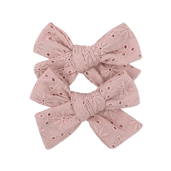 3.2'' Girls Rose Brown Linen Hair Bows Clips - Alligator Clips Hair Accessories for Little Girls, Toddlers, Kids, and Teens