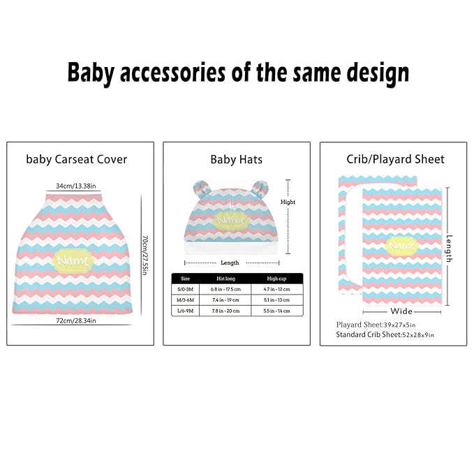 Personalized Baby Car Seat Covers for Boys Girls, Customized Carseat Cover with Name, Infant Carrier Cover Stroller Canopy, Nursing Cover Breastfeeding Scarf for Newborn Babies, Wavy Lines Pattern