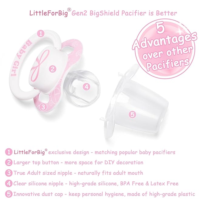 LittleForBig Bigshield Generation-II Adult Sized Printed Pacifier Girl Pattern