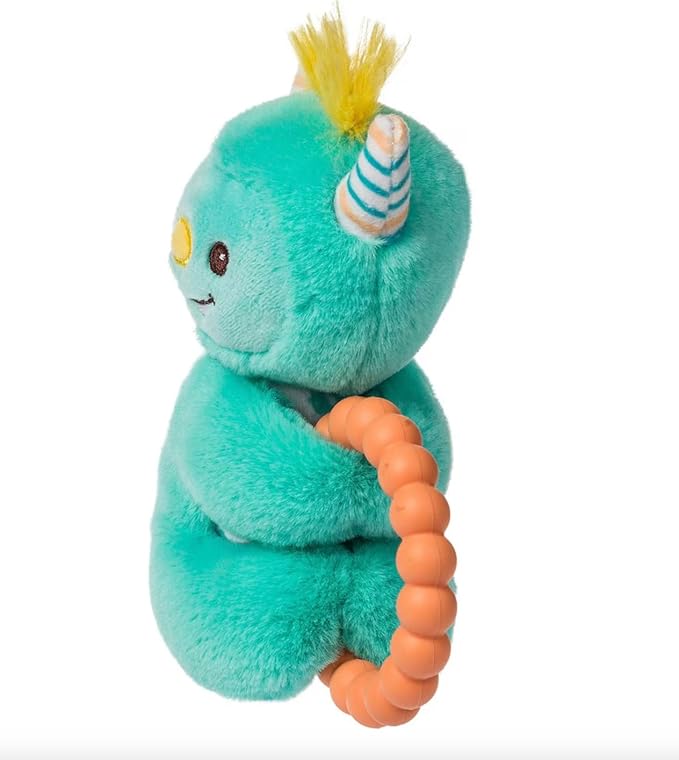Mary Meyer Soft Baby Rattle with Soothing Teether Ring, 6-Inches, Mookie Monster