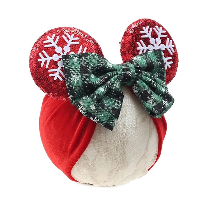 JIAHANG Baby Girl Mouse Ears Turban Headband, Velvet Hair Bow Headwrap, Wide Hairband for Newborn Infant Toddler, Fashion Headwear Party Supplies