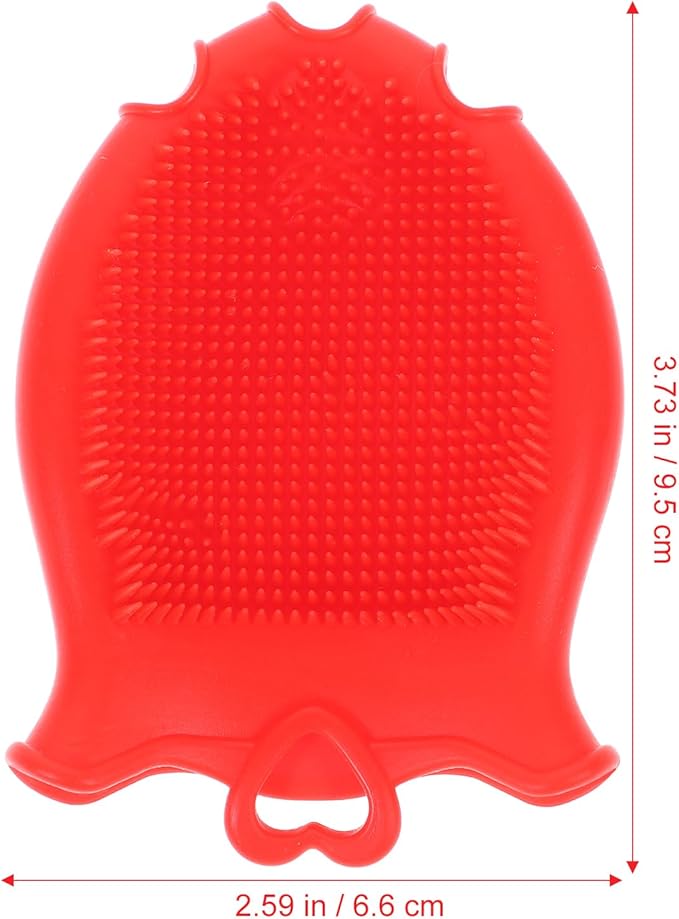FRCOLOR Baby Head Scrubber Soft Silicone Baby Bath Scalp Brush Massage Flower Shape Cap Essential for Dry Brush Skin Scrubbers Red