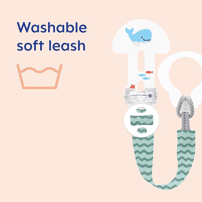 MAM Dummy Clip | Baby Soother Clips Fit All MAM Soothers | Adjustable Length and Lightweight Design | Baby Accessories | Blue (Various Designs) | Dummies Not Included