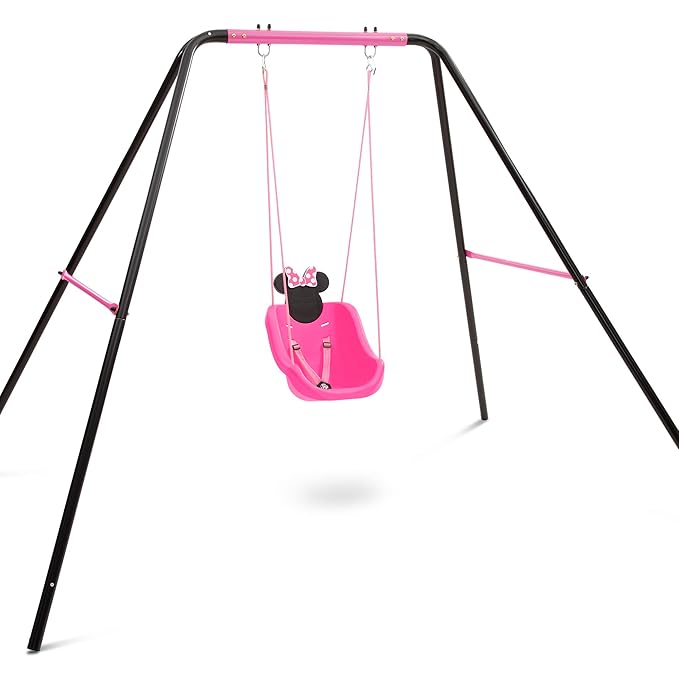 Disney Minnie Mouse 2-in-1 Outdoor Swing by Delta Children – for Babies and Toddlers – Full Bucket Seat