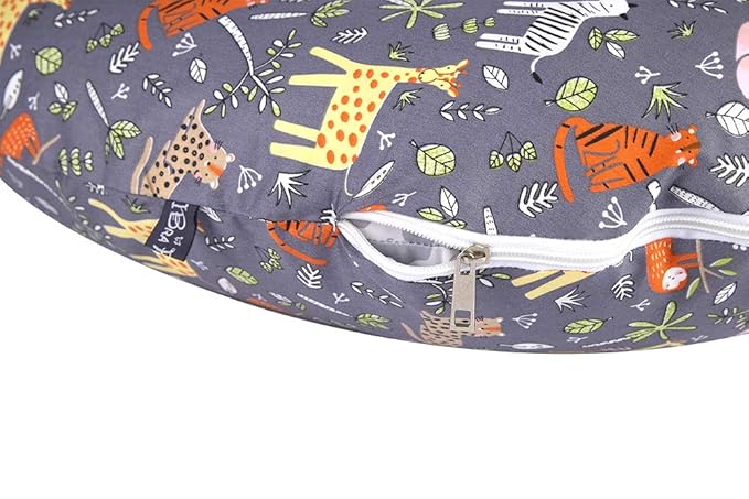 IBraFashion Removable Cover for Newborn Lounger Fits Infant Lounger Pillow 100% Soft Cotton Jungle Animals Grey
