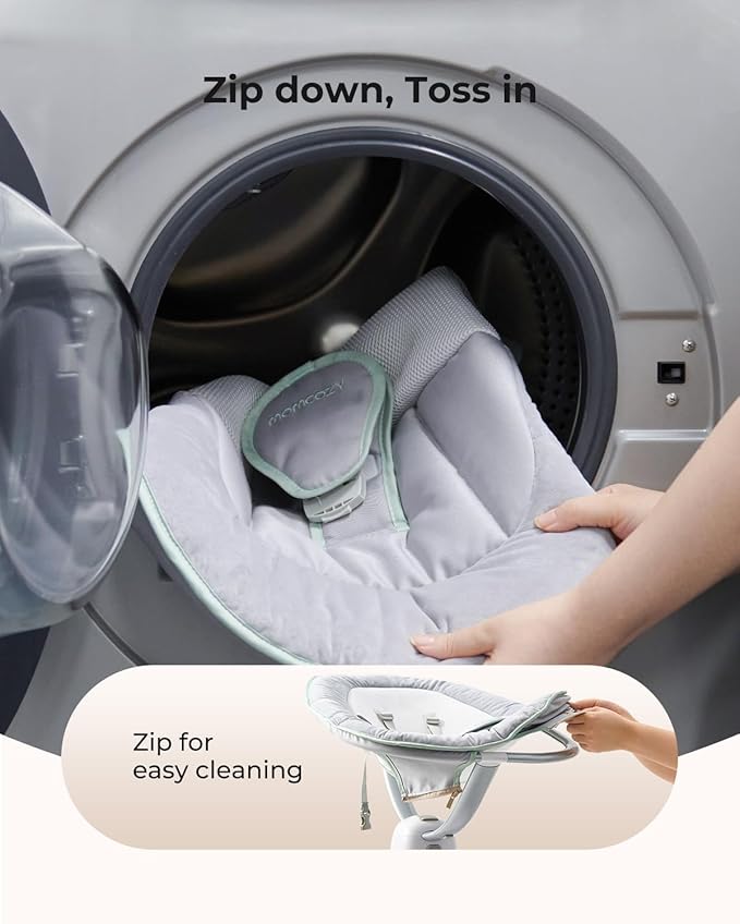 Momcozy CocoSway Baby Swing, Electric Swing for Infants with 180° Rotating Seat, 6 Soothing Sway Motions & 4 Speeds, Remote & Touchscreen, 8 Preset Lullabies, Grey