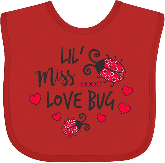 inktastic Lil Miss Love Bug with Lady Bug and Hearts Baby Bib