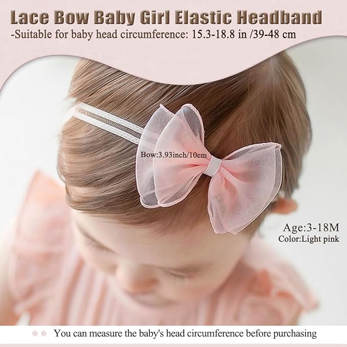 Bethynas Baby Girls Cute Bow-knot Headband Soft Lace Floral Hairbands Newborn Infant Toddlers Kids Hair Accessories (Style 8)