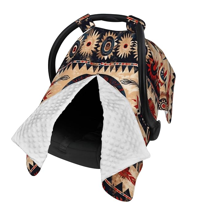 Native Southwest American Bear Car Seat Canopy Cover, Universal Fit for Infant Car Seats，Breathable,Multi-Use Nursing Cover, Gift Ready