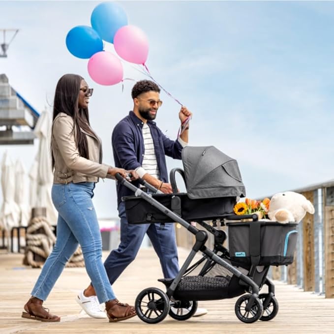 Evenflo Pivot Xpand Modular Travel System with LiteMax Infant Car Seat with Anti-Rebound Bar (Sabino Gray)