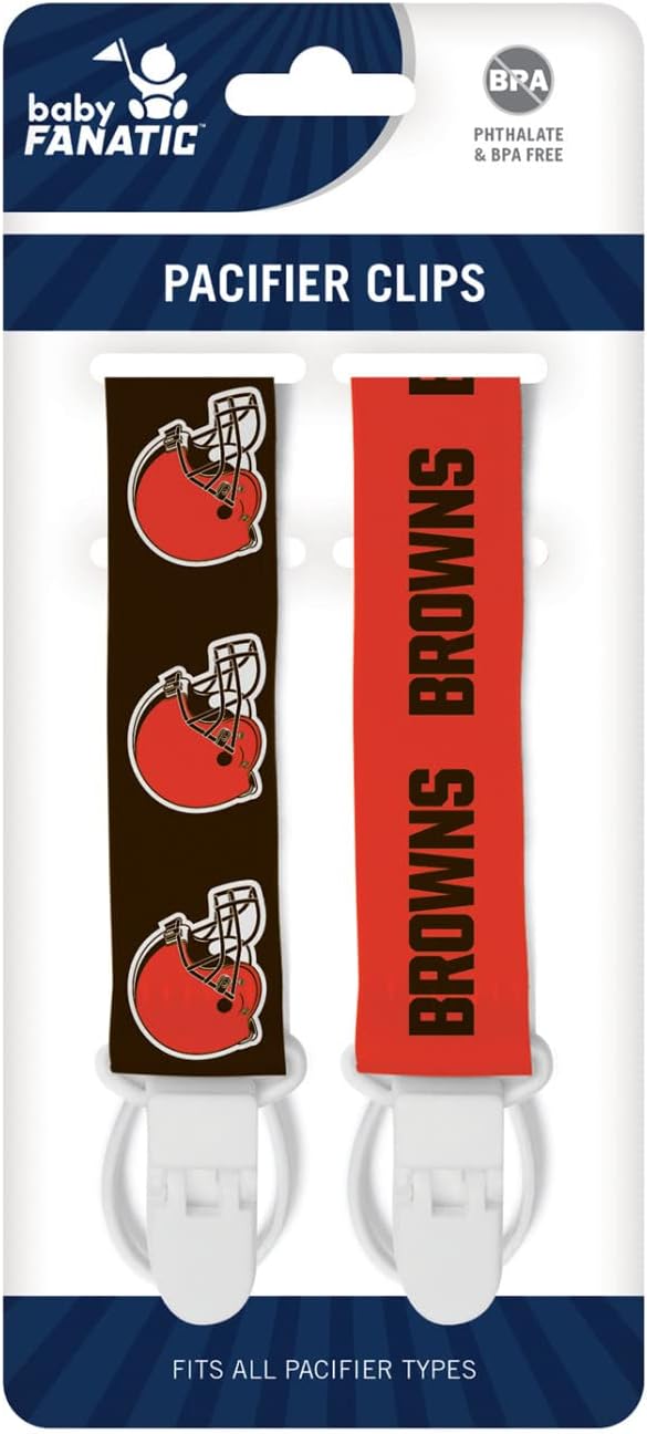 Baby Fanatic Pacifier Clip 2-Pack - NFL Cleveland Browns - Officially Licensed Baby Apparel