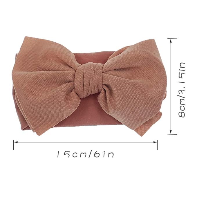 KIDOCHEESE Hairband, Soft Nylon & Cotton, Handmade Hairbands with Bows, 5 Pack, for Baby Girls & Toddlers