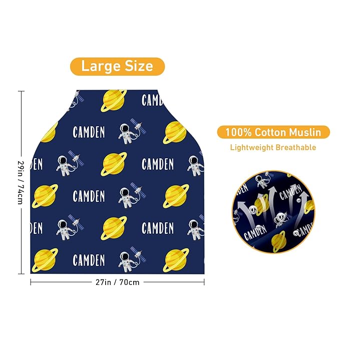 Personalised Infant Car Seat for New Parents - Baby Carseat Cover, Breast Feeding Blue Planet Print Cover, Multi-Function pad for Boys Girls Toddlers - Christmas Gifts for Parent Babies(27"x29")