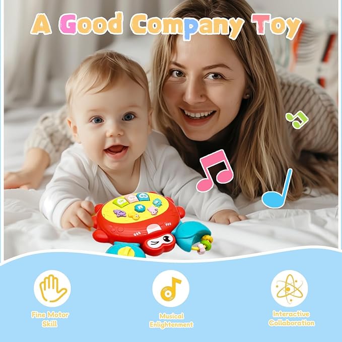 Baby Musical Toys for 1 Year Old Boys and Girls, Piano Keyboard Light Up Musical Toys for Toddlers 1-3 , Early Learning Educational Infant Toys Gifts for 12-18 Months (Crab)