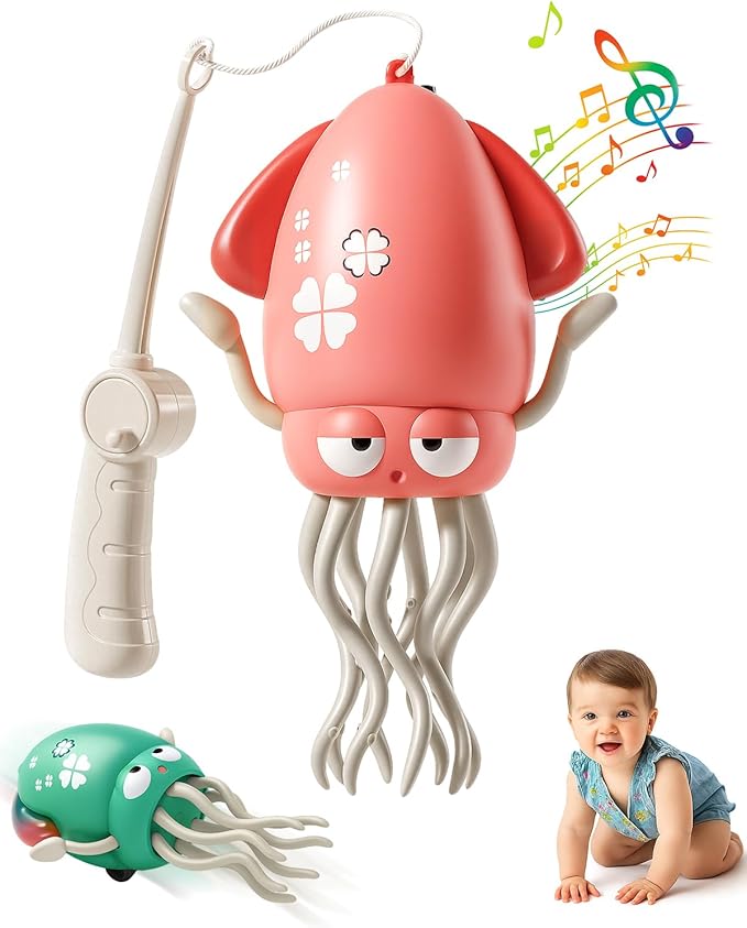 Magic Dancing Octopus Toy, Smart Tentacle Explorer, Wiggly Wonder Interactive Fun Octopus, Crawling Dancing Automatic Obstacle Sensor Toys, Crazy 8-Leg Wiggly Robotic with Music (Pink)
