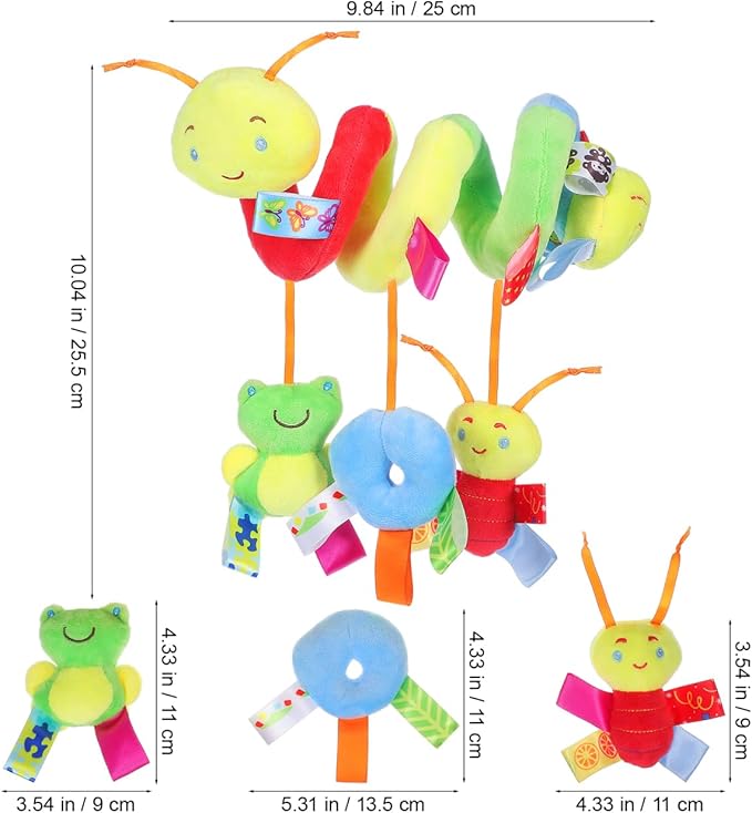 SEWACC Crib Hanging Rattles Toy Stroller Activity Toy with Ringing Bell Cartoon Insect Spiral Hanging Toys Crib Bed Around Rattle Bell for Infants Bed Stroller Car