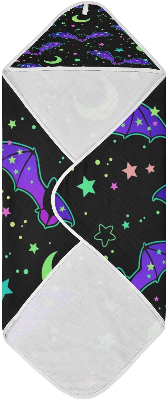 YETTASBIN Halloween Bat Baby Towel, Ultra Soft Absorbent Cotton Baby Hooded Bath Towel for Newborn Baby Boy Girl, Toddler, Infant Registry Gift - 35 x 35 Inch