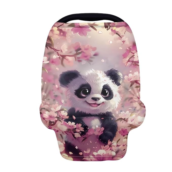GIFTPUZZ Panda Nursing Cover for Breastfeeding, Car Seat Cover Nursing Scarf, Shopping Cart Stroller Covers, Soft Car Seat Canopy Breathable Multipurpose Design Light Blanket Stroller Cover