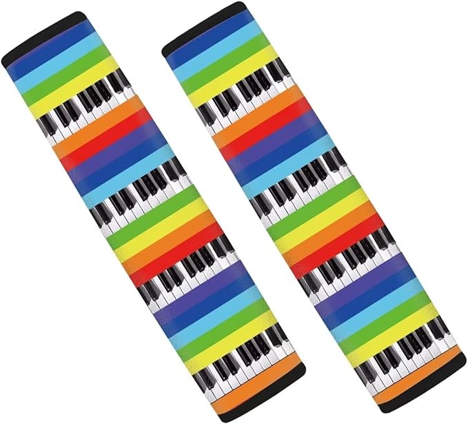AFPANQZ 2-Pack Car Seat Belt Pads Covers Piano Rainbow Stripe Design Shoulder Straps Pad Cushion Safety Seatbelt Pillow Cover for Adults Comfortable Driving Adjustable Universal