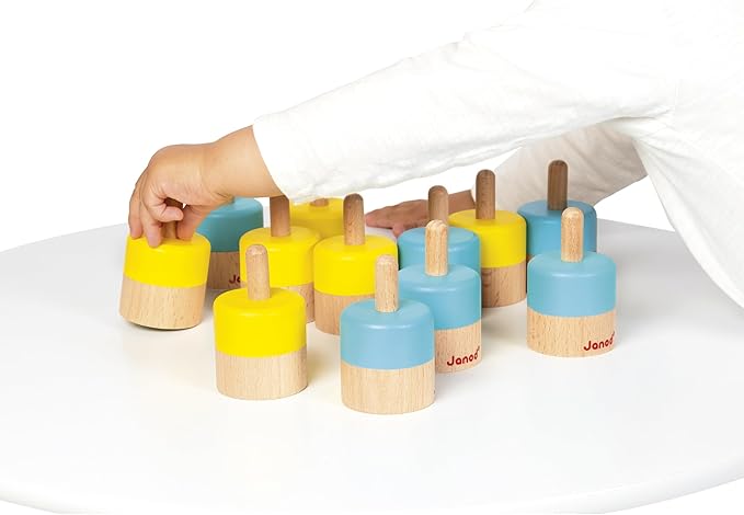 Janod Sensory Game Memo - 12 Sound Blocks with 6 Sounds to Be Combined in Pairs - Develops Hearing and Hearing Memory - Awaken Senses - Wooden Toy - from 3 Years - J05309, J05309, Multi-Coloured