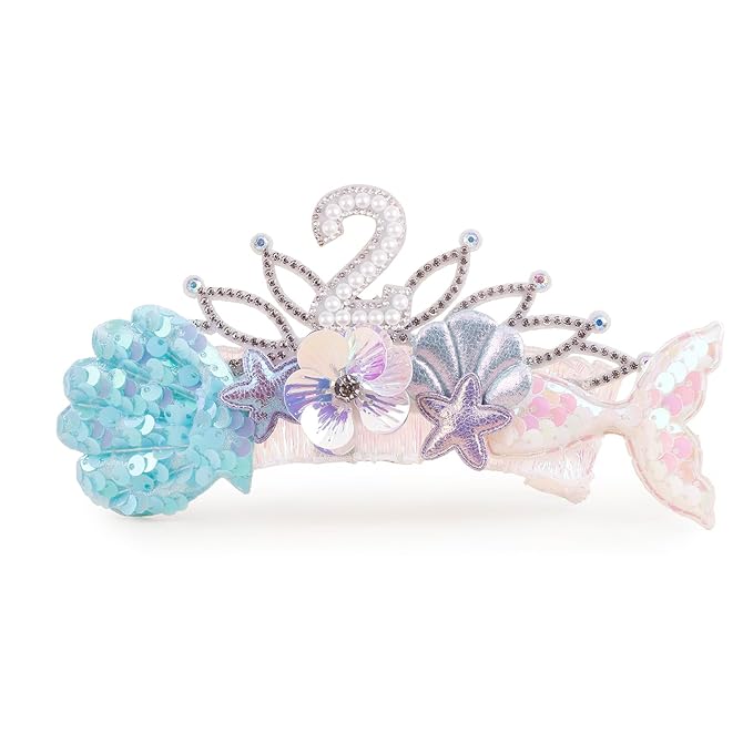 cherrboll Baby Girl Birthday Crown Floral Headband, Soft Flower Head Wrap Tiara Hairband for 1-3 Years Old Toddlers Kids 2nd Birthday Party Dress Photo Decoration