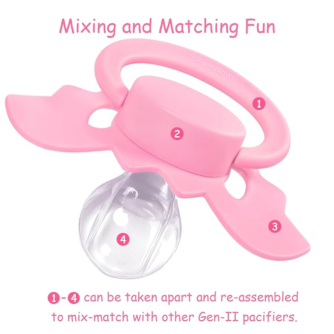 LittleForBig Bigshield Generation-II Adult Sized Pacifier - Baby Bat Pacifier Rosy