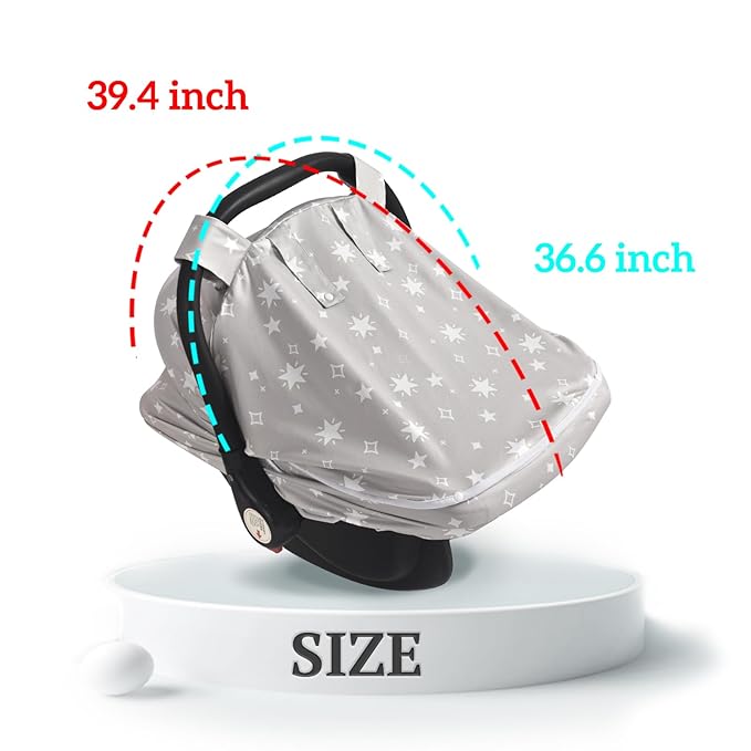 Little Tots Baby Car Seat Canopy Cover, Breathable Sun Shade, Full Privacy for Newborns & Infants, Universal Fit for Boys & Girls