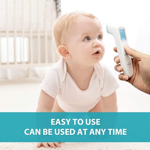 Touchless Thermometer for Adults Kids Baby & Infant - Non Contact Infrared Thermometer with LCD Display - Digital Thermometer Forehead - Built-in Fever Alarm (Blue)