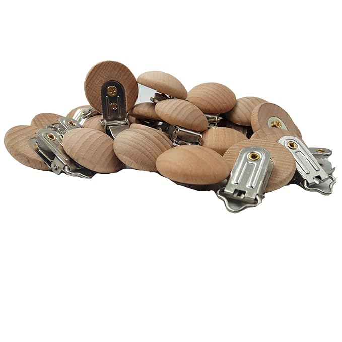 Natural Beech Wood Pacifier Clips Grasping Toy Suspender Clips Charm DIY Wood Pacifier Clip Holder Accessories (3cm withouthole)