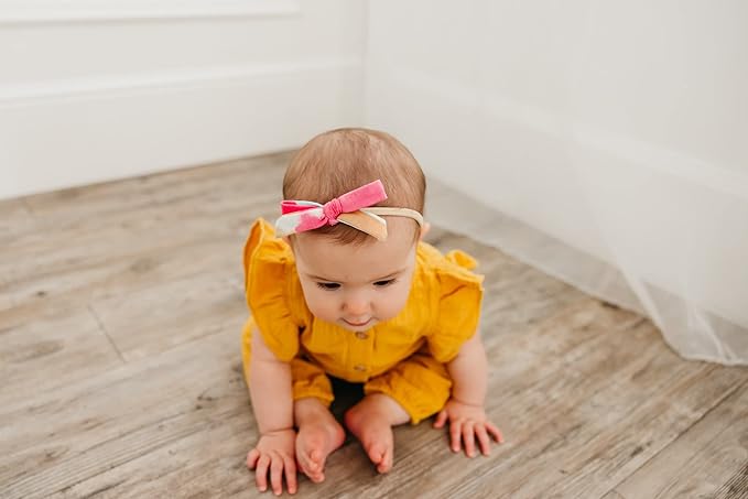 Copper Pearl Baby Bows: Stylish Headbands for Baby Girls, Premium Soft and Stretchy Baby Headbands, Perfect for Newborns, Trendy Designs - Monet