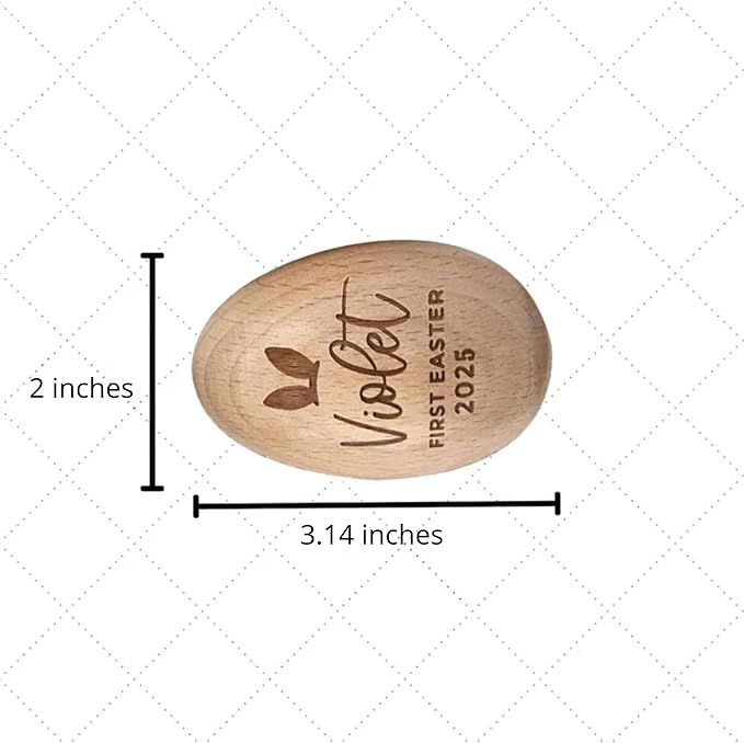 Personalized Musical Easter Egg Shaker 2026, Large Wooden Easter Eggs, First Easter Gifts for Baby, Easter Gift for Kids, Birthday Gift Idea (2" x 3.14")