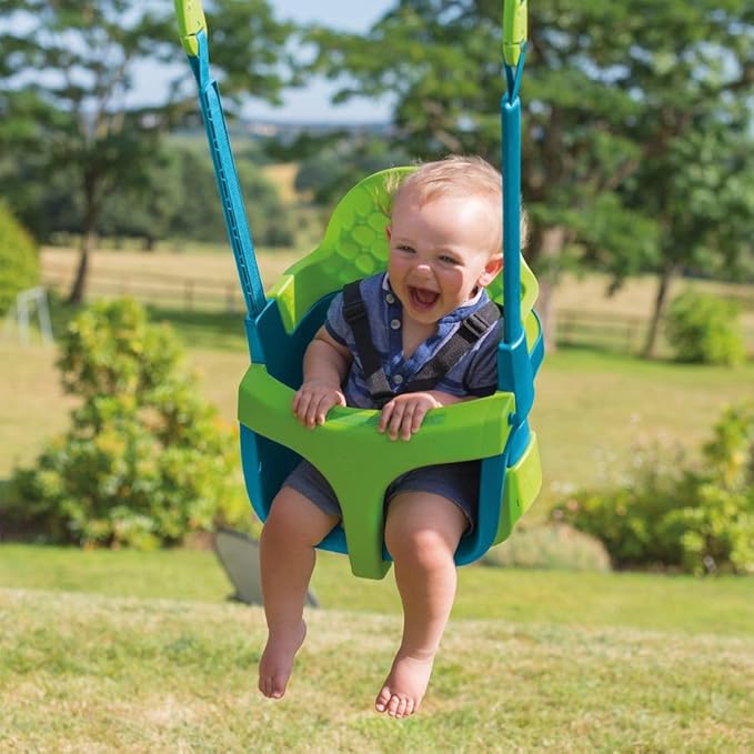 TP Toys Baby Swing - Comfy Toddler Swing Seat, Kids Outdoor Toys, Quadpod Adjustable 4-in-1 Swings Chair, Secure, Safe Quick Click Locking System, Durable, Easy Installation, Ages 6 Months - 8 Years