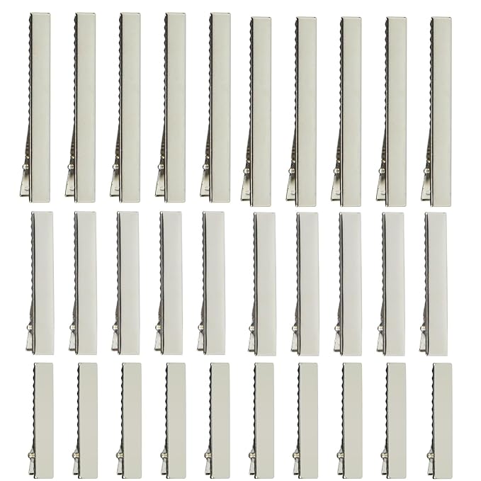 Alligator Hair Clips, Hair Clips, Thickened,30 Pcs, Silver, Flat, Metal for Clips for DIY Hairpins, Salon, Hair Bows (Silver, Mixed sizes)