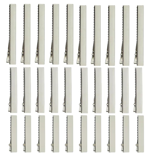 Alligator Hair Clips, Hair Clips, Thickened,30 Pcs, Silver, Flat, Metal for Clips for DIY Hairpins, Salon, Hair Bows (Silver, Mixed sizes)