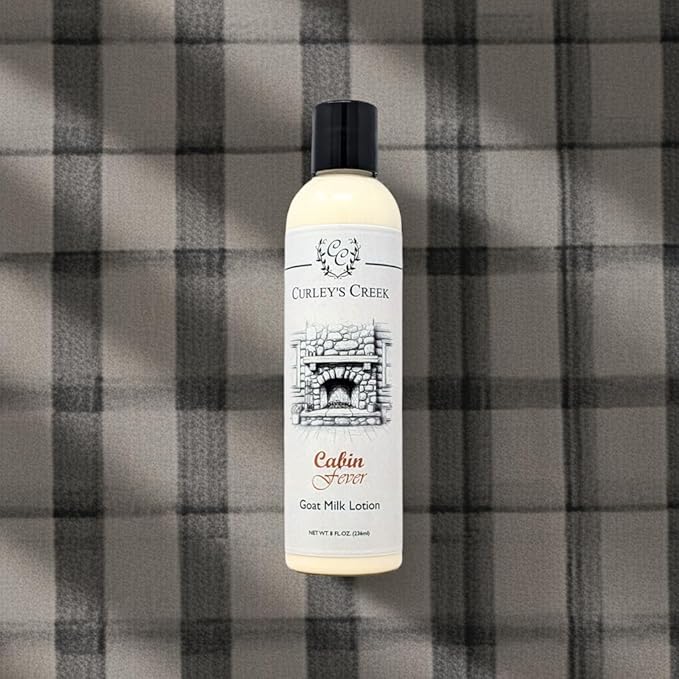 Curley's Creek Goat Milk Lotion | Handmade Natural Skincare | 4 ounce & 8 ounce 8 ounce, Cabin Fever (Sandalwood)