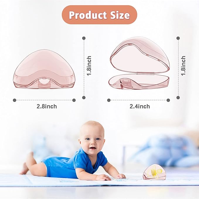 Smlpuame Pacifier Case,4 Pack BPA Free Pacifier Holder Case,Transparent Container Box for Baby Binky（Not Included,Essential Pacifier Accessories,Alway Keep Paci Clean,Easy to Clean(Pink)