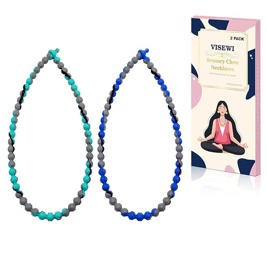 Chew Necklaces Designed for Nail Biting Silicone Necklaces Suitable for Autism, ADHD, and SPD Fidget Oral Chew Toys Sensory Needs in Children and Adults Chewy Necklace Sensory Toys