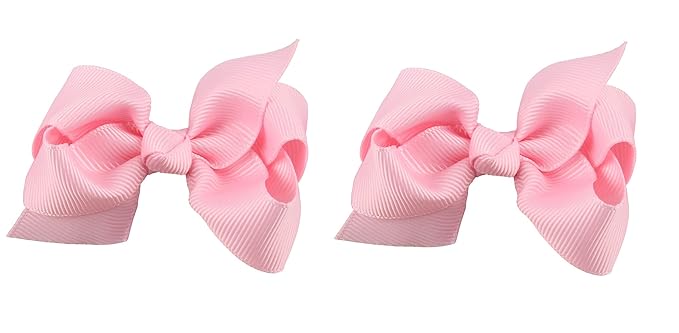 3 Inch Baby Girl Hair Bows Boutique Hair Clip Teens Toddlers Hairpin Headwear - Set of 2 (Pink)