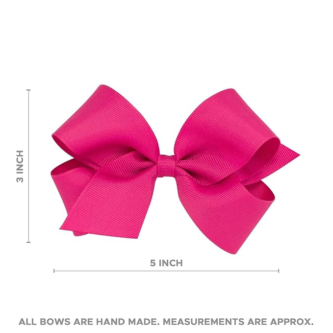 Wee Ones Girls' Classic Grosgrain Hair Bows with Plain Wrap Center, No-Slip Hair Clip, Handmade, Oatmeal, Medium